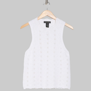 Design 365 Women’s White Sleeveless Crew Neck Pointelle Knit Sweater - Sz L, NWT